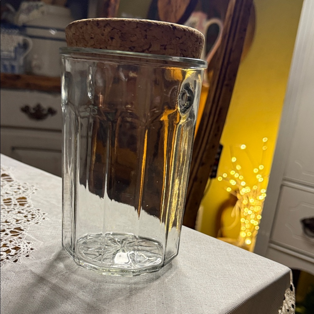 Glass Storage Jar with Cork Lid vintage Wheaton